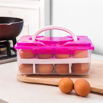 Kiaušinių Rack Storage Box Krepšelį Maisto Konteineryje 3 Spalvų, 2 Sluoksnių, 24 Hole Plastikiniai