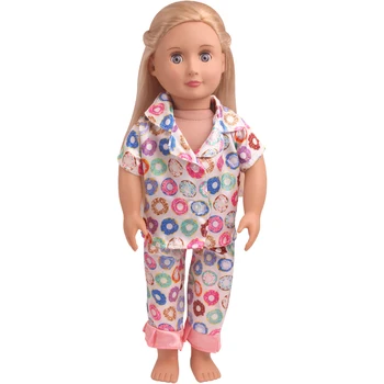 18 colių Mergaičių lėlės drabužiai Amerikos naujagimių Rausvos spalvos marškinėliai spausdinami pajama kostiumas žaislai suknelė tinka 43 cm kūdikių lėlės c845