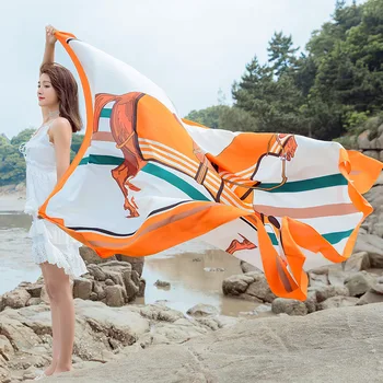 2020 Moterų Skara Dizainas, Spausdinimo Nacionalinės Stiliaus Prabangūs Arklių Gyvūnų Šalikai Poliesteris Lady Paplūdimio Skaros Pashmina Foulard Bufanda