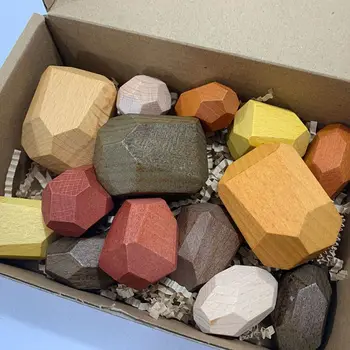 15 Vnt Vaikai Medinių Spalvotų Akmenų Krūvas Žaidimo Kūrimo Bloką Vaikų Kūrybos Švietimo Žaislai, Dovanos
