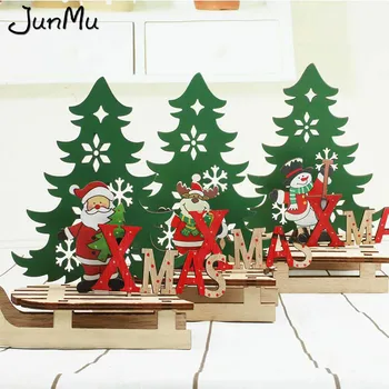 Kalėdų Stalas Natūralios Medienos Rogėmis Kalėdų Senelio Elnių, Sniego ir Kalėdų Eglutės Amatų Papuošalai Kalėdų Atostogų Šaliai Dekoro