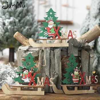 Kalėdų Stalas Natūralios Medienos Rogėmis Kalėdų Senelio Elnių, Sniego ir Kalėdų Eglutės Amatų Papuošalai Kalėdų Atostogų Šaliai Dekoro