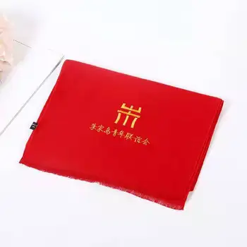 Kinija raudona skara logotipą siuvinėjimo dizainą metinis susitikimas kietas trumpa barzda scarlet neckband