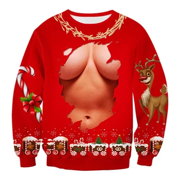 2019 Žiemos Kalėdų kilimo ir tūpimo Tako Moterų Puloveriai Hoodies Juokinga Raudona Spausdinti modelio Derliaus Ponios Megzti Megztinis Drabužiai