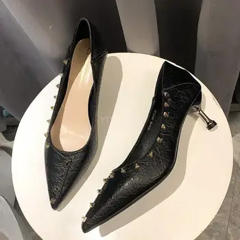 Moterų Batai Kratinys Pažymėjo Tne Siurbliai, Minkštos Pu Odos Aukštakulnius Biurų 2021 Zapatos De Mujer Plataforma