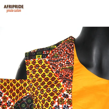 Rudenį afrikos moterų tiesiai suknelė AFRIPRIDE privačių užsakymą tradicinių trumpas rankovės kulkšnies ilgis suknelė grynas cottonA722573