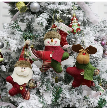 150pcs Kalėdų Pliušinis Papuošalai Kalėdų Kabo Dekoro Santa Sniego Elnių Lėlės Kalėdų Eglutė Pakabukas Atostogų Šaliai Dekoro