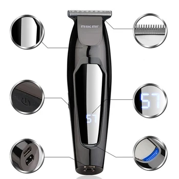 Plaukų žoliapjovės įkraunama plaukų clipper mažesne mašina barzda žoliapjovės plaukų cutter naftos galvos balta graviravimas plaukų drožyba LCD