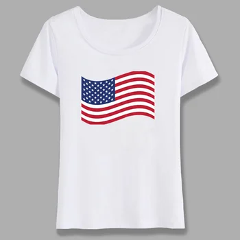 Vasaros Viršūnes JAV Vėliava Moterų Marškinėliai Amerikos Vėliava Marškinėlius Gerbėjai Nostalgija Jungtinių amerikos valstijų Vėliava Stiliaus marškinėliai Mergina Marškinėliai