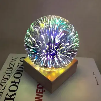 3D Spalvinga Krištolo Rutulį Krištolo Nakties Šviesos USB Plug-in LED Stalo Lempa Skaidraus Stiklo Poros Namuose, Vaikų Dovanų