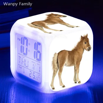 Cute Little Pony LED Laikrodis-Žadintuvas Spalva Žėrintis Liesti jutiklis Žadintuvas Vaikams Gimtadienio Dovana Multifunctio Flash Laikrodis