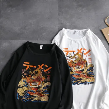 E-BAIHUI Japonijos Harajuku T-Shirt Vyrai Hip-Hop T Shirts Makaronų Laivo Animacinių filmų Streetwear Tshirts Trumpas Rankovės Atsitiktinis Viršų Medvilnės