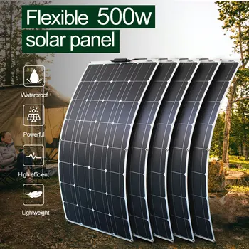 Aukštos kokybės 5vnt 100 vatų lanksčias saulės skydelis 500w fotoelementų skydelis saulės elementų, 12v akumuliatorius, skirtus namų saulės sistema