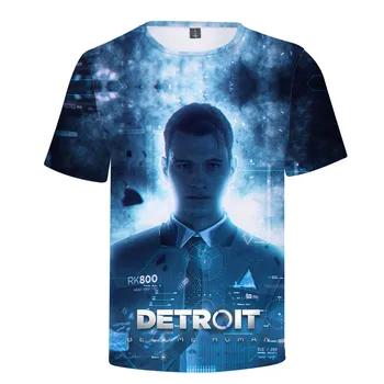 Nuo 2 iki 14 metų vaikų marškinėliai Žaidimas Detroitas Tapo Žmogaus 3d atspausdintas t-shirt berniukų, mergaičių Connor RK800 marškinėlius viršuje, vaikų drabužiai