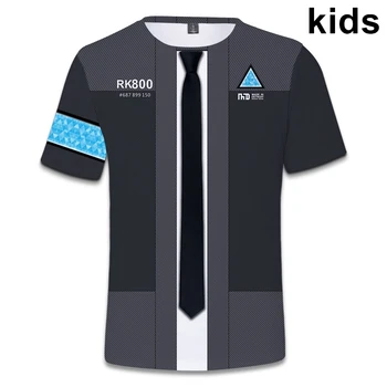 Nuo 2 iki 14 metų vaikų marškinėliai Žaidimas Detroitas Tapo Žmogaus 3d atspausdintas t-shirt berniukų, mergaičių Connor RK800 marškinėlius viršuje, vaikų drabužiai