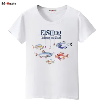 BGtomato Atvėsti vasaros spalvinga žuvis t shirts Naujas dizainas originalus marškinėliai Prekės geros kokybės, patogūs viršūnes tees