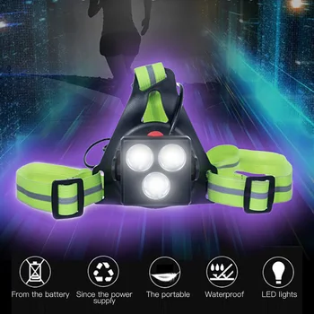 Žibintus Lauko Sporto LED Naktį Veikia Žibintuvėlis Įspėjamieji Žibintai USB Mokestis Krūtinės Lempos Baltos Šviesos Fakelas