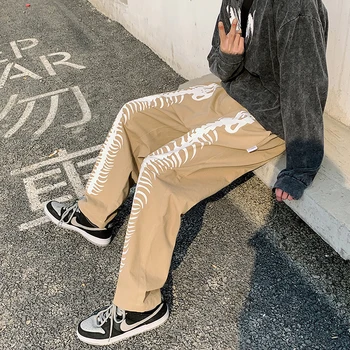 Laisvas Haremas Siuvinėjimo Grafinis Spausdinti Kontrastas Jogger Ziajać Moterų Žmogus Streetwear Korėjos Harajuku Punk Hip-Hop