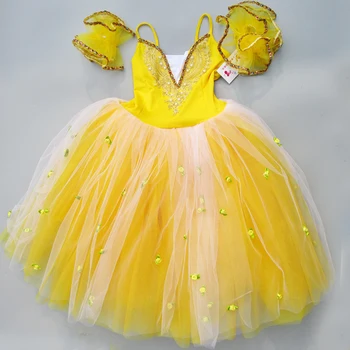 Mergaičių baleto kostiumas princesė sijonai pradinės mokyklos choras, vaikų šiuolaikinio šokio gėlių fėja kostiumai Sluoksniuotos sijonas