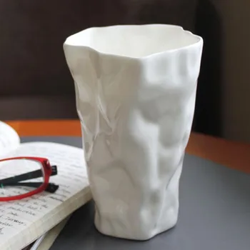Kūrybinis Dizainas Vaiskiai Balta Švino Lankstymo Origami Puodelis Keramikos, Porceliano Kaulų Kinija Kavos, Arbatos Puodelio Pieno Butelių Puodelis Drinkware