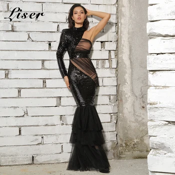 Liser 2019 Naujas Vasaros Moterų Suknelė Golfo Raukiniai Blizgučiais Suknelė Seksualus Bodycon Elegantiškas Įžymybė Partijos Juodosios Suknelės Vestidos