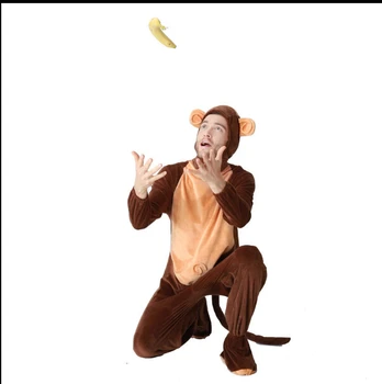 Helovinas Suaugusių Beždžionių Kostiumas Vyrams ir Moterims Mielas Šiltas Storas Cosplay, Poliesterio Audinio Gyvūnų Drabužiai Vaikams Halloween Carnival