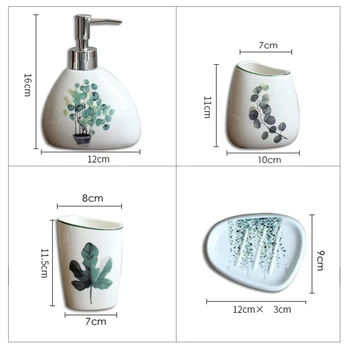 Šiaurės Šalių Žaliųjų Augalų Keraminės Vonios Kambario Produktai Paprastą Penkių Gabalas Vestuvių Vonios Rinkinys Vonios Kambario Keramikos Rinkinys