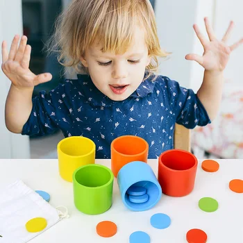Mediniai Žaislai Montessori Švietimo Žaislas Spalvų Pažinimo Klasifikacija Atitikimo Taurės Vaikai Anksti Švietimo žaislas Vaikams