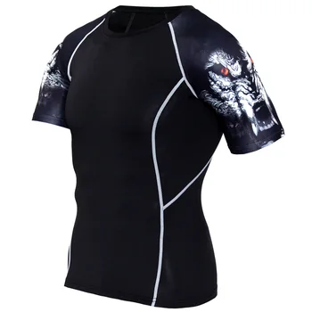 3D Vilkas tracksuit vyrų suspaudimo mma long sleeve t shirt rashguard pažįstami palaidinukė + fitneso antblauzdžiai šilumos apatiniai