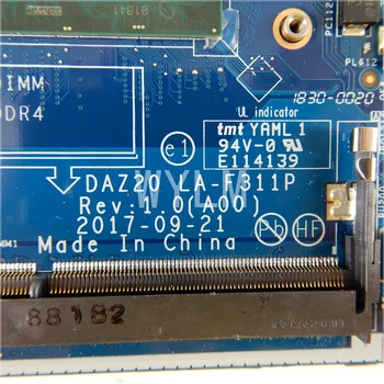 KN 0HFXXW DAZ20 LA-F311P i5-8350CPU Mainboard DELL Latitude 7290 / 7390 0HFXXW Nešiojamas plokštė Testuotas