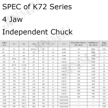 K72-350 Savarankiškai, centravimo chuck 4 žandikaulių tekinimo staklių griebtuvas nepriklausomų tvirtinimo
