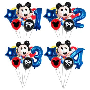 7pcs Balionai Minnie Mouse Gimtadienio Dekoracijas Disney Animacinių filmų Mickey Skaičius Balionas Baby Shower Lateksiniai Balionai Oro Globos