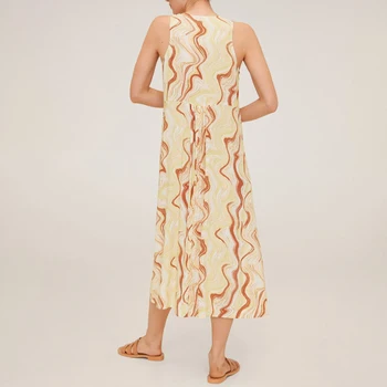 Paplūdimio stiliaus Moteris be Rankovių suknelės 2020 metų Vasaros Nėriniai Tuščiaviduriai iš Moterų Midi suknelė Atsitiktinis Spausdinti Vestidos Ponios YNZZU YD426