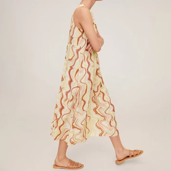 Paplūdimio stiliaus Moteris be Rankovių suknelės 2020 metų Vasaros Nėriniai Tuščiaviduriai iš Moterų Midi suknelė Atsitiktinis Spausdinti Vestidos Ponios YNZZU YD426
