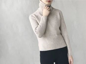 2018 m. moteris elegantiškas vientisos spalvos priekiniai trumpas atgal ilgai dizaino golfo prarasti šiltas megztinis korėjos mados megztiniai