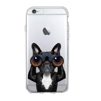 Mielas Šuniukas Pug Kietas prancūzų Buldogų Šunų Minkšta Telefono dėklas Coque Funda iPhone 1112 Pro Max 7 7Plus 5 5S 6S 8 8Plus X XS
