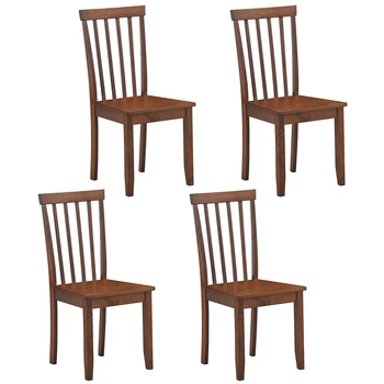 Costway Rinkinys 4 Valgomojo Kėdės, Virtuvės Veleno Pusėje Kėdė su Kieta Medinėmis Kojomis