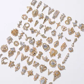 9pieces 3D metalo Cirkonis diamond Nagų dailės papuošalai cirkonis cirkonio nail art jewelry lydinio cirkonis kutas pakabukas nagų acces