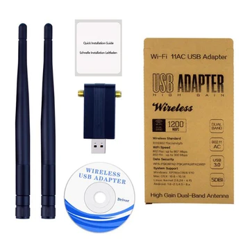 Belaidžio Wifi Adapteris AC1200Mbps USB WiFi Antenos Adapteris, Nemokama Vairuotojo USB3.0 Dual Band Tinklo Plokštė Wifi Imtuvas Siųstuvas