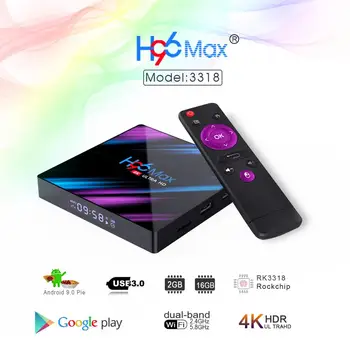 H96 MAX RK3318 Android TV Box 9.0 4G 64GB 4K HD Smart TV Box 2.4&G 5.0 Wi-fi