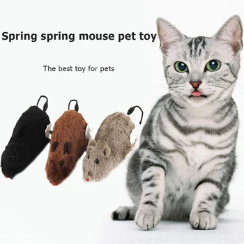 Kačiukas Katė Mechaninis Judėjimas Žiurkės Žaislai Vilnos Clockwork Pavasario Pelės Pet Galia Pliušinis Interaktyvus Žaisti Priedai