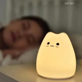 LED Naktį Lempos Papuošti Stalas Šviesos Baterijos Svajonė Cute Kačių Kūrybos Sleepping Spalva Keičiasi Lemputės Kūdikio Miegamojo Naktį Šviesos
