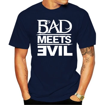 Laisvalaikio Mados medvilnės marškinėliai Eminem Bad Meets Evil Rap Rock Vyrų Vyrų Naujas Trumpas Rankovės Atsitiktinis Viršų Camisetas Masculina