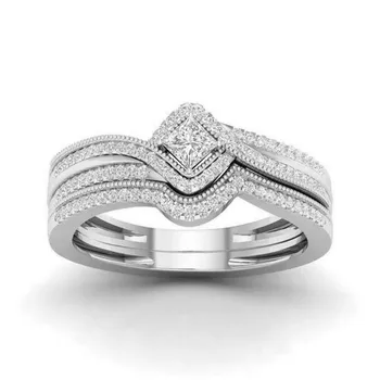 Naujas moterų mados juvelyrikos žiedas prabanga miniatiūriniai cirkonis princesė nustatyti vestuvinis žiedas vestuvės žiedas