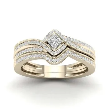 Naujas moterų mados juvelyrikos žiedas prabanga miniatiūriniai cirkonis princesė nustatyti vestuvinis žiedas vestuvės žiedas
