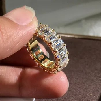 Klasikinės Mados Papuošalų 925 Sterlingas Sidabro ir Aukso Užpildyti Visą Princesė Iškirpti Balta AAAAA Kubinis Cirkonis Šalies Moterų Vestuvių Žiedas