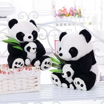 1pc 25CM Kawaii Sėdi Motina ir Kūdikių Panda Pliušiniai Žaislai, Minkšti Kimštiniai Mielas Pagalvės vaikas žaislas Geros Kokybės Vaikų Gimtadienio dovana