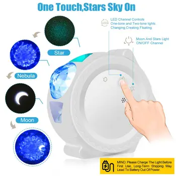 WIF Žvaigždė Danguje Galaxy Projektorius Star Naktį Šviesos Projekcija 6 Spalvų Vandenyno Garbanojimo Žibintai 360 Laipsnių Sukimosi Naktį Lempa Vaikams