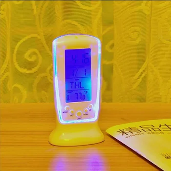 1pcs Dovanos, Originalios Šiuolaikinės Sieniniai Laikrodžiai Muzikos Skambėjimo 24 Valandų Rodymo Tingus Elektroninė Su Temperatūros LED Šviesos Laikrodžiai
