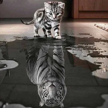 Kačiukas Atspindys Tigras 5D Pilna Deimantų, Tapyba, siuvinėjimas Kryželiu Gyvūnų Siuvinėjimo Mozaikos Namų Dekoro nemokamas pristatymas pardavimas